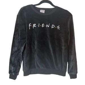 Friends TV Show Velour Sweatshirt Women’s Small Black Logo New With Tags